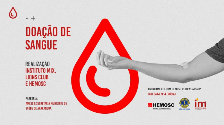 Franqueadora Instituto Mix incentiva doação de sangue em parceria com HEMOSC